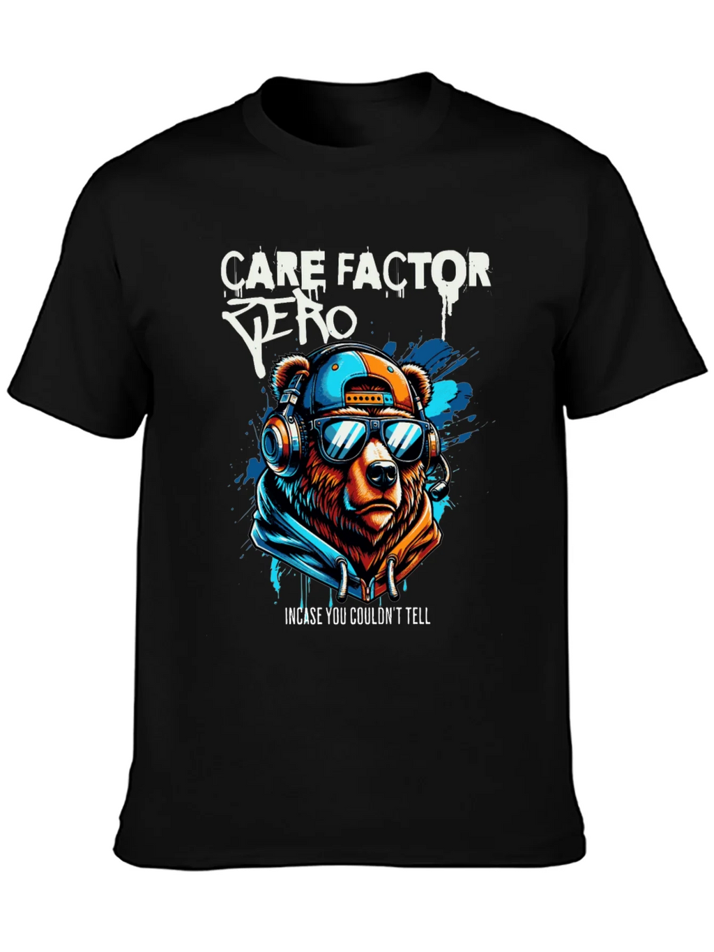 Care Factor Zero Graphic T-Shirt - Bear DJ Design product image 3