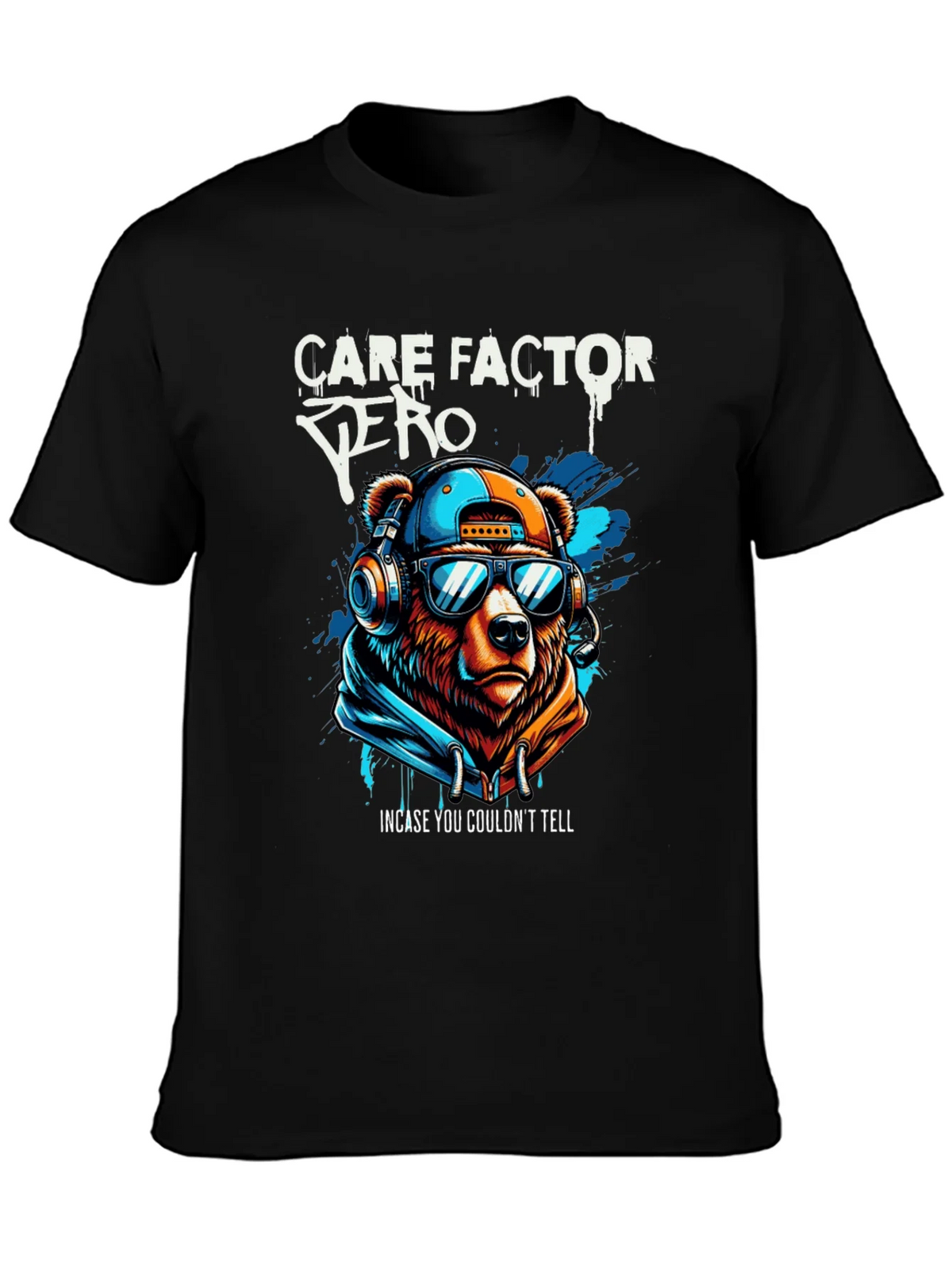 Care Factor Zero Graphic T-Shirt - Bear DJ Design product image 3