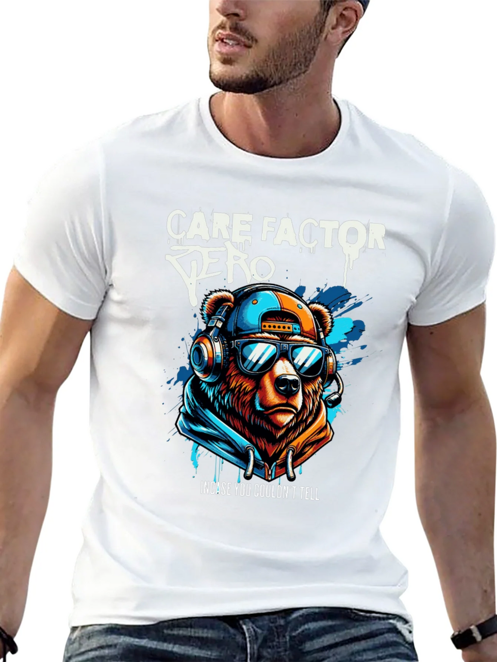 Care Factor Zero Graphic T-Shirt - Bear DJ Design product image 12