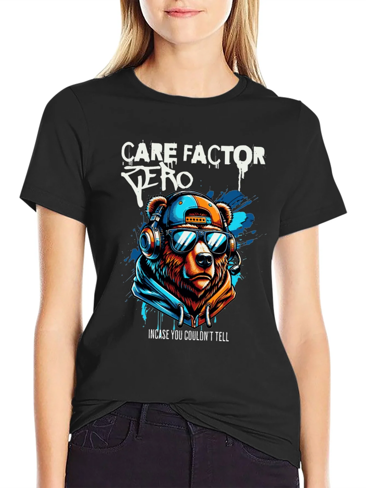Care Factor Zero Graphic T-Shirt - Bear DJ Design product image 2