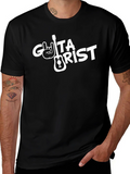 Guitarist Black T-Shirt with Rock Hand Design product image 1