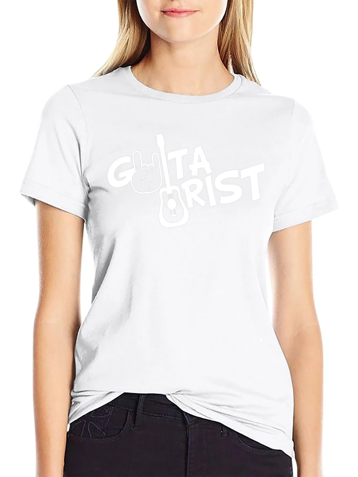 Guitarist Black T-Shirt with Rock Hand Design product image 8