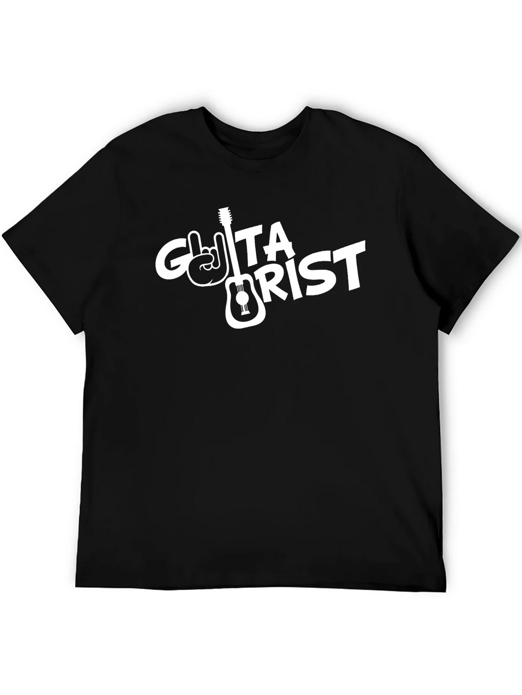 Guitarist Black T-Shirt with Rock Hand Design product image 5