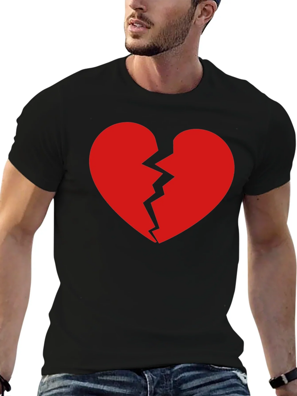 Broken Heart Graphic Tee - Black Cotton T-Shirt product image 6
