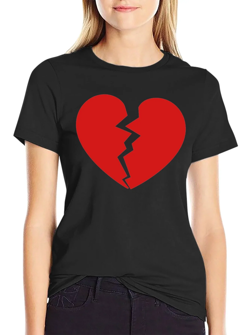 Broken Heart Graphic Tee - Black Cotton T-Shirt product image 2