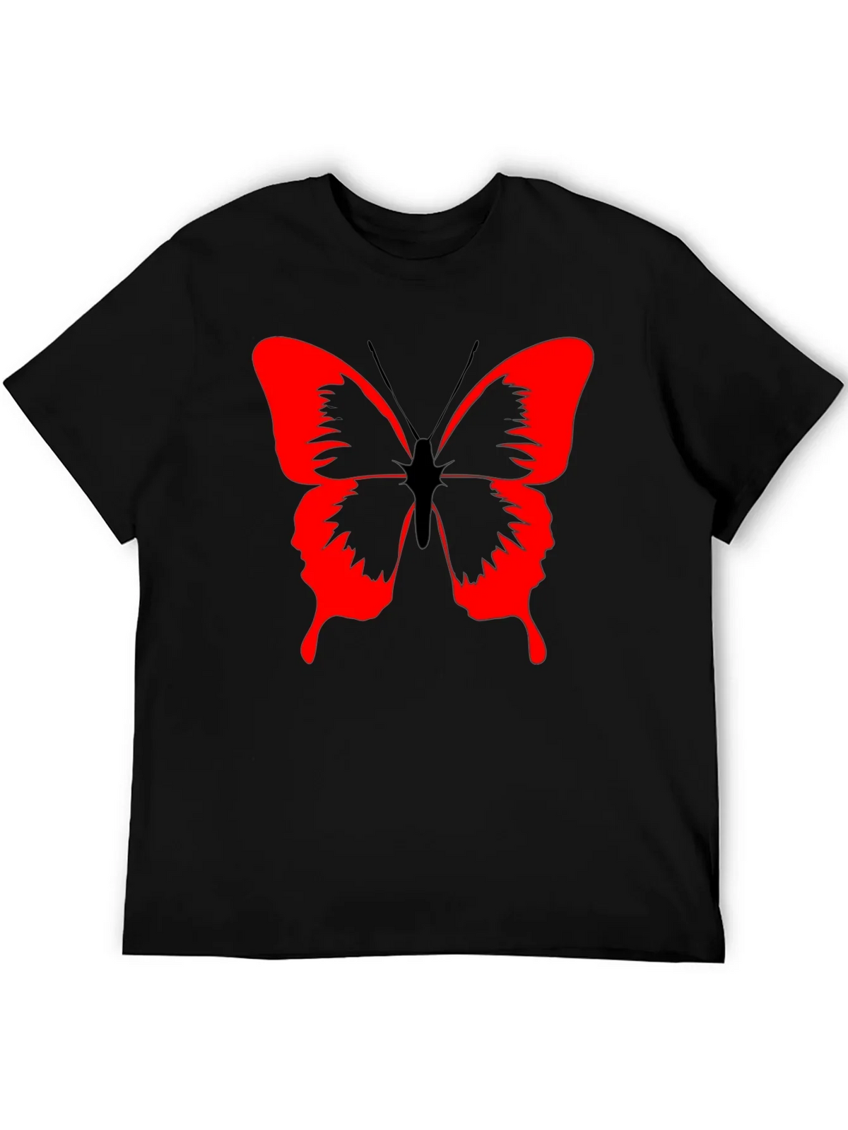 Butterfly Graphic Black T-Shirt - Bold Red Design product image 5