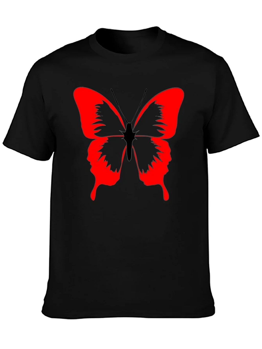 Butterfly Graphic Black T-Shirt - Bold Red Design product image 3