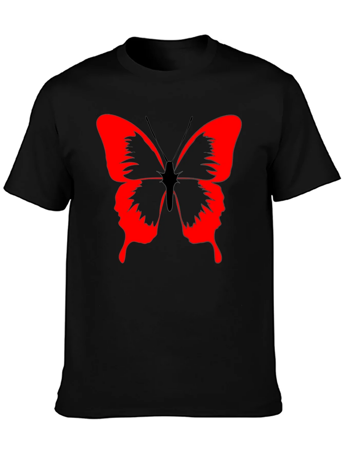 Butterfly Graphic Black T-Shirt - Bold Red Design product image 3