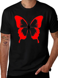 Butterfly Graphic Black T-Shirt - Bold Red Design product image 1