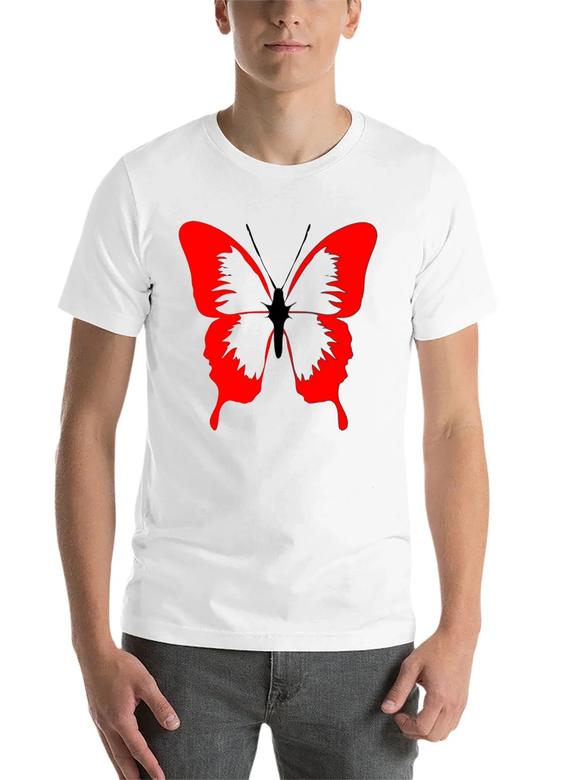 Butterfly Graphic Black T-Shirt - Bold Red Design product image 10