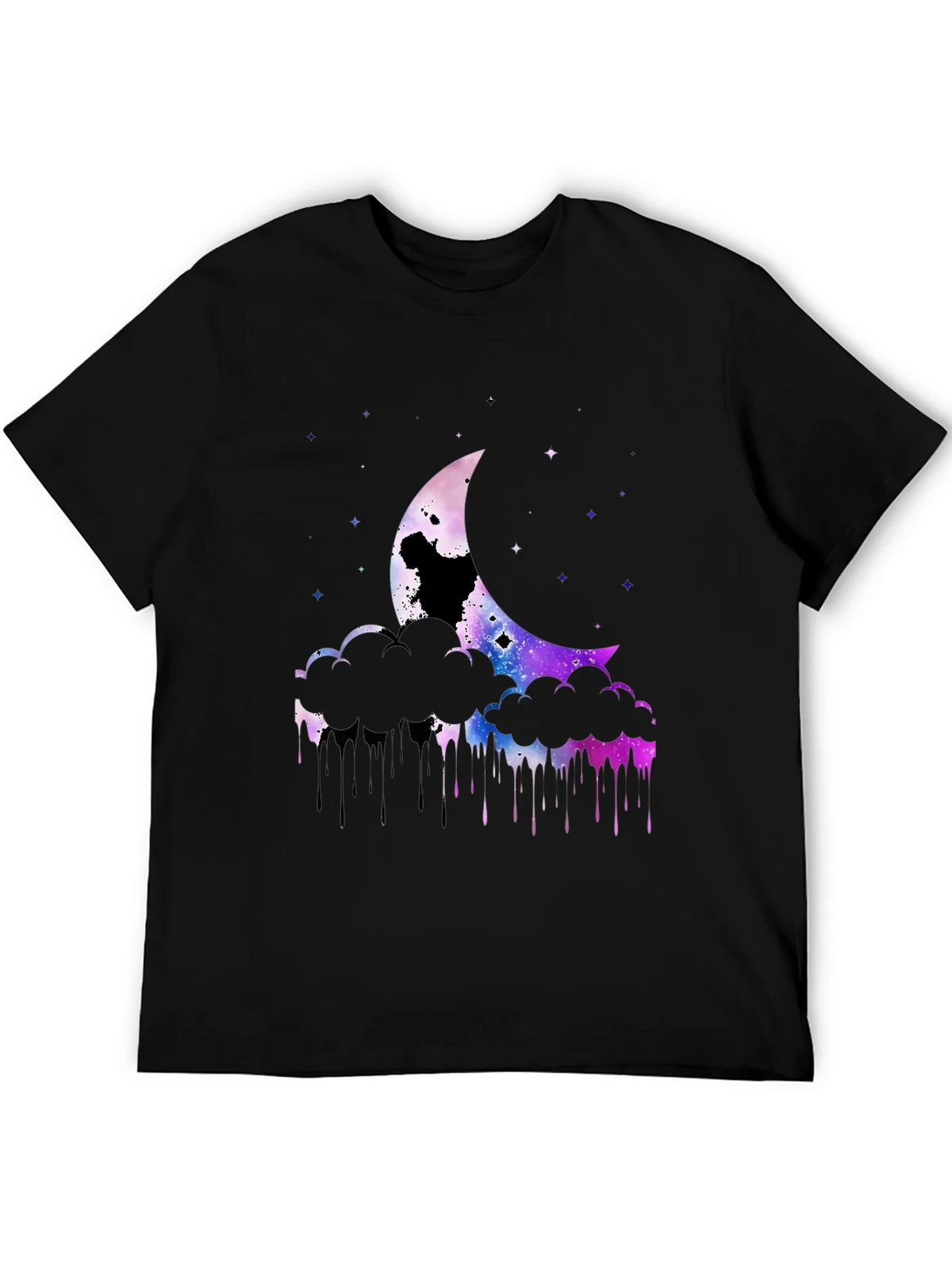 Galaxy Moon Graphic Print Black T-Shirt product image 5