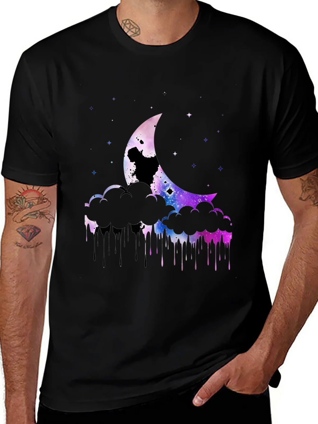Galaxy Moon Graphic Print Black T-Shirt product image 1