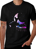 Galaxy Moon Graphic Print Black T-Shirt product image 1