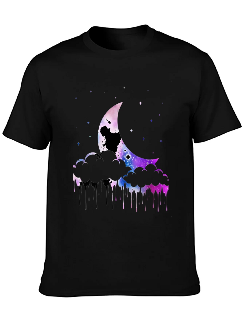 Galaxy Moon Graphic Print Black T-Shirt product image 3