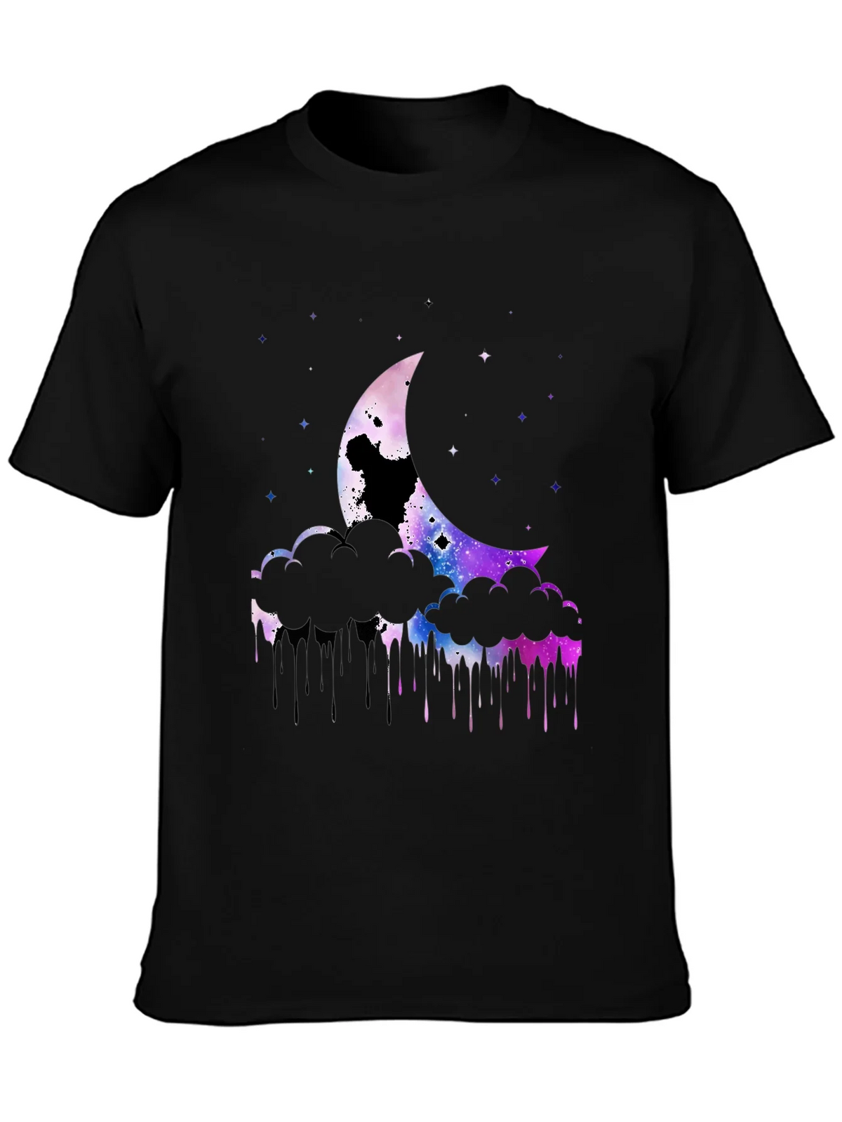 Galaxy Moon Graphic Print Black T-Shirt product image 3
