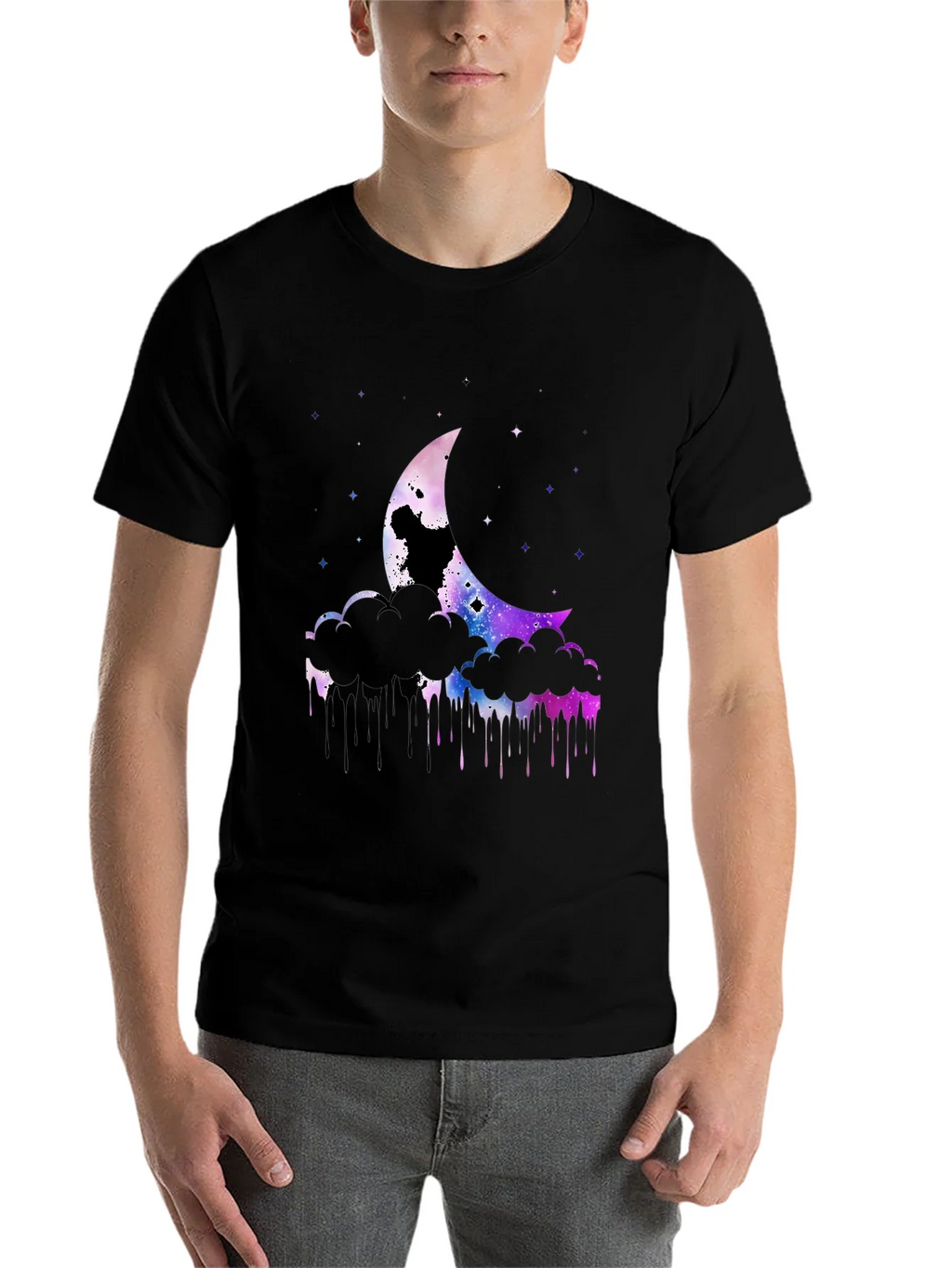 Galaxy Moon Graphic Print Black T-Shirt product image 4