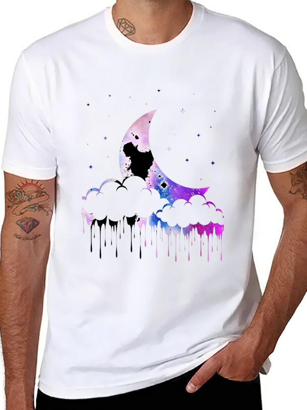 Galaxy Moon Graphic Print Black T-Shirt product image 7