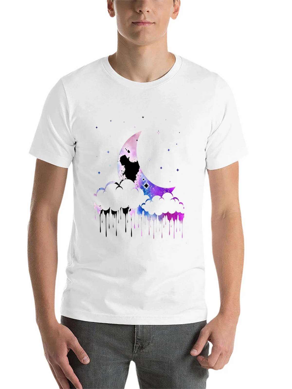Galaxy Moon Graphic Print Black T-Shirt product image 10