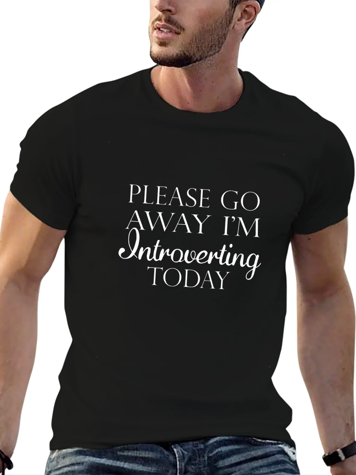 Introverting Today Graphic Tee - Black Cotton Shirt product image 6