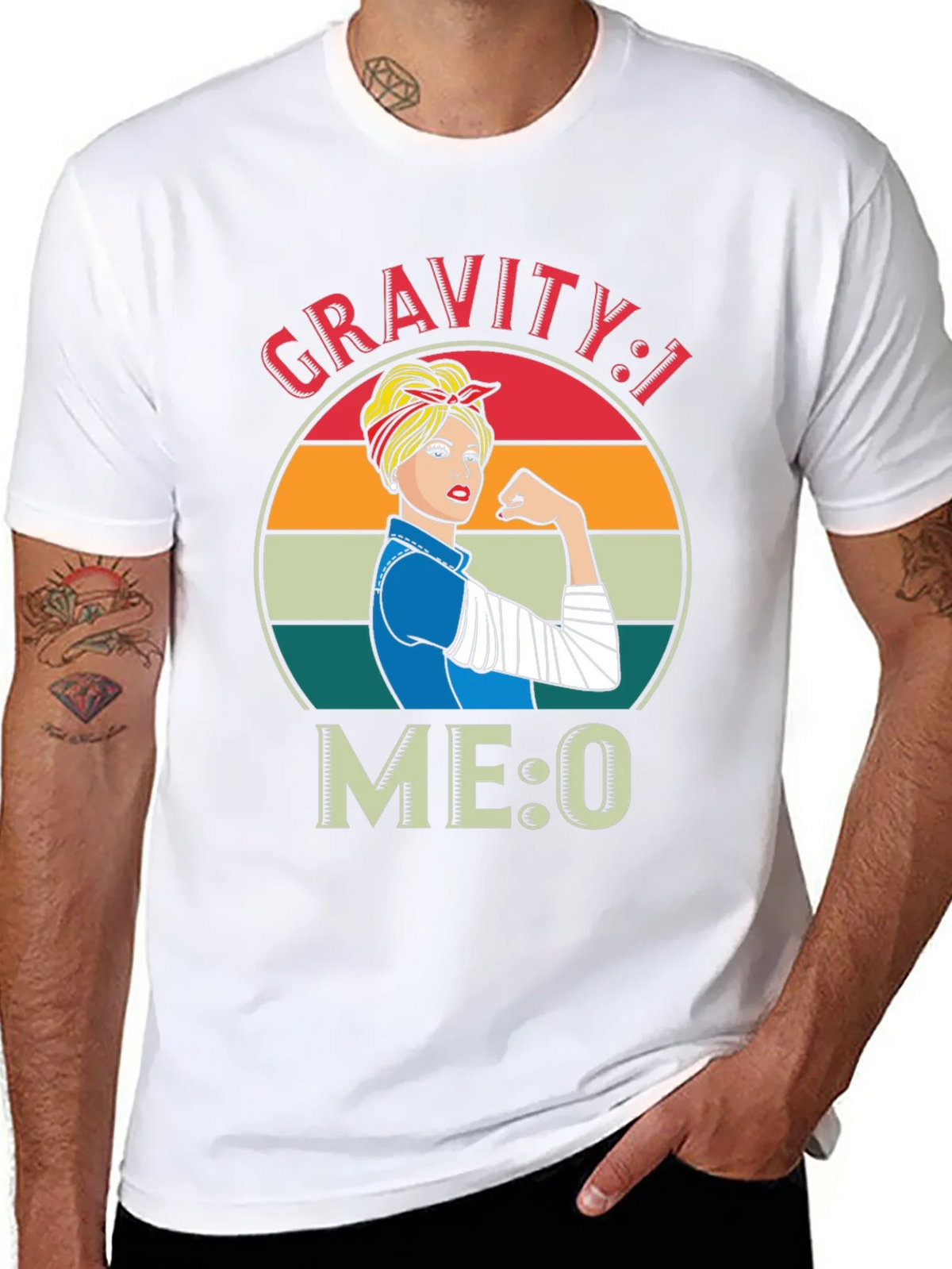 Gravity 1 Me 0 T-Shirt - Broken Arm Funny Get Well Soon product image 7