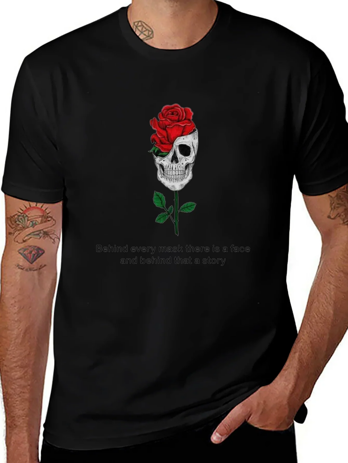 Skull Rose Graphic Tee - Behind Every Mask product image 1