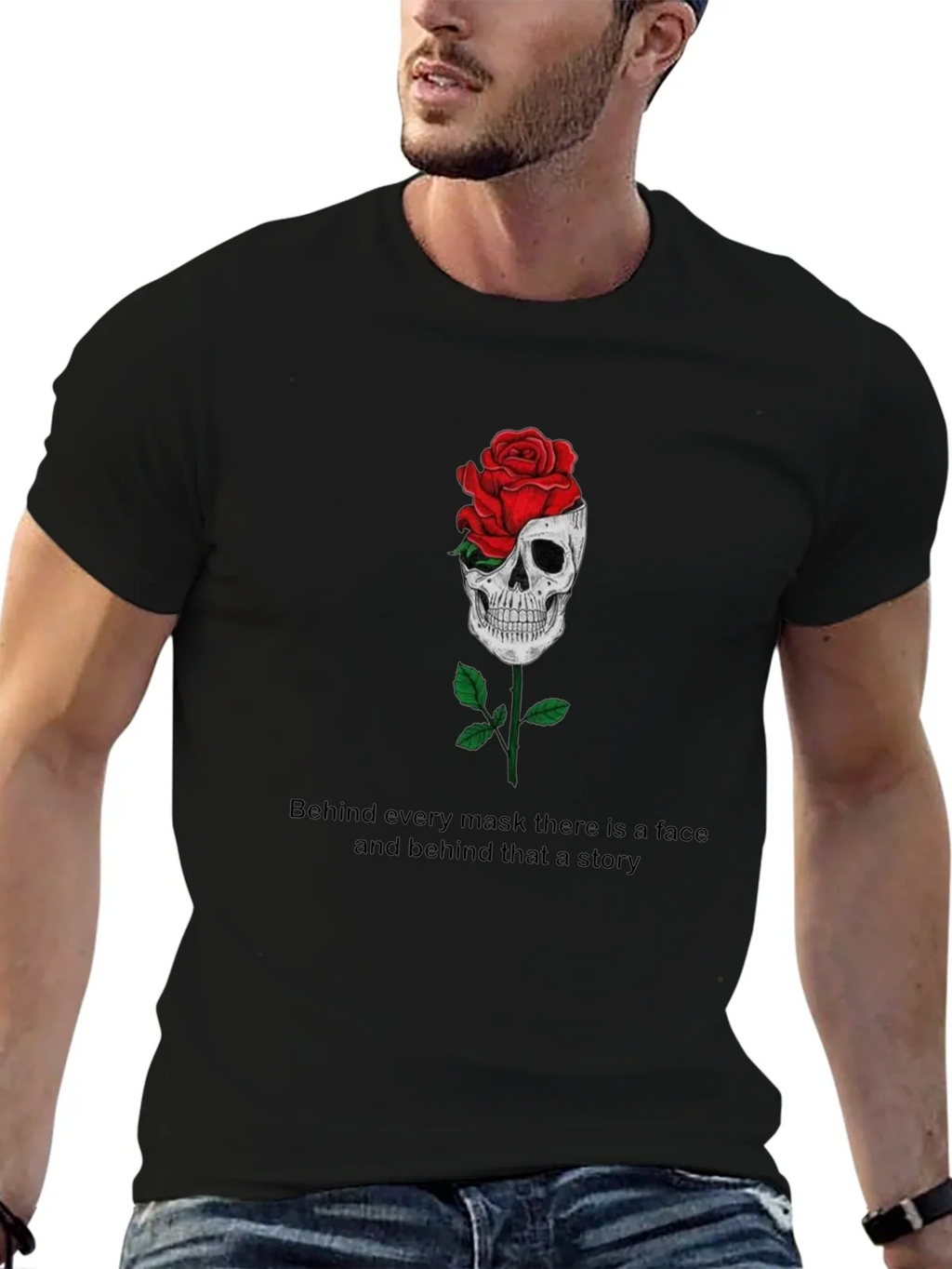 Skull Rose Graphic Tee - Behind Every Mask product image 6