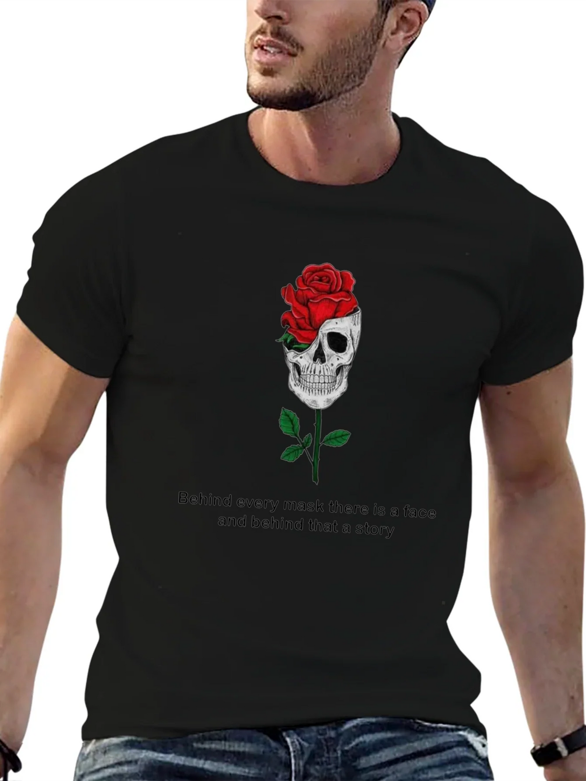Skull Rose Graphic Tee - Behind Every Mask product image 6