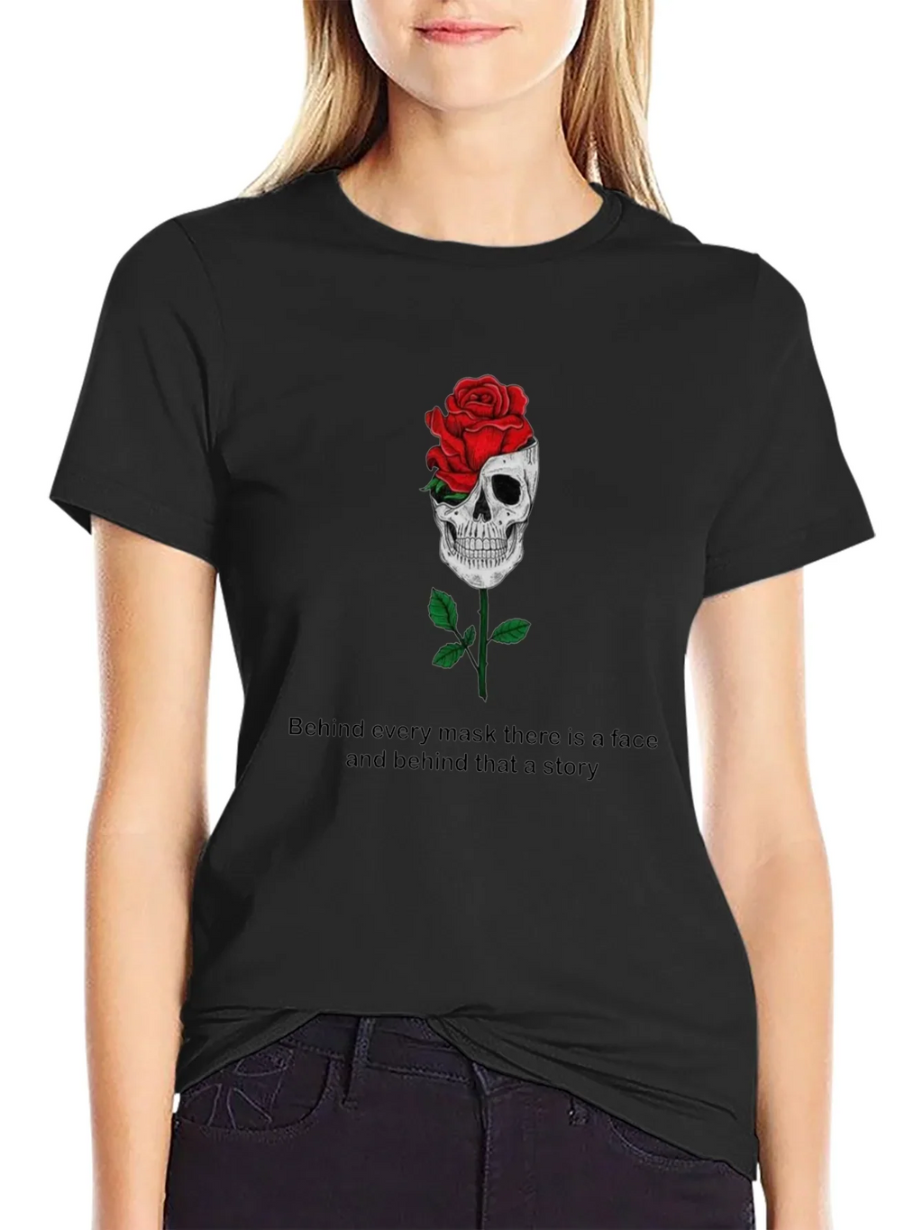 Skull Rose Graphic Tee - Behind Every Mask product image 2